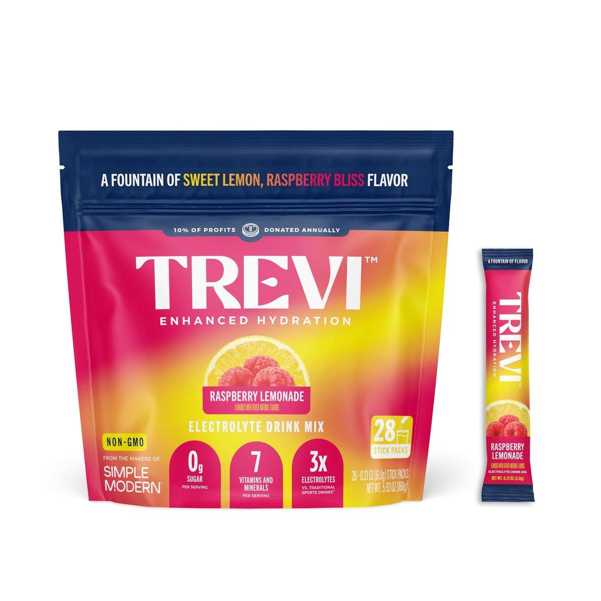 TREVI™ Everyday Sugar Free Electrolytes - Essential Drink Mix Hydration Powder Packets - 28 Count - Raspberry Lemonade - görsel 2