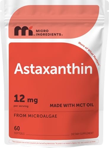 Micro Ingredients Astaxanthin 12mg with MCT Oil, 60 Softgels | Fresh Microalgae Source | Triple Strength, Easy to Swallow, Non-GMO, Gluten Free, Soy Free - görsel 16