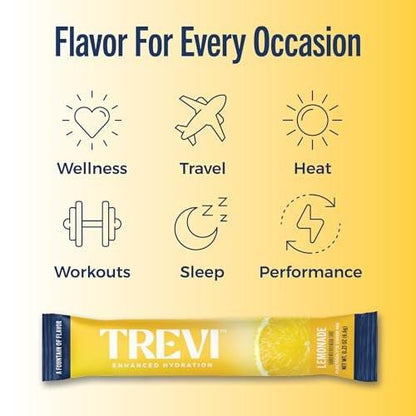 TREVI™ Everyday Sugar Free Electrolytes - Essential Drink Mix Hydration Powder Packets - 28 Count - Lemonade Variety Pack - Lemonade, Pink Lemonade, Raspberry Lemonade, Berry Lemonade