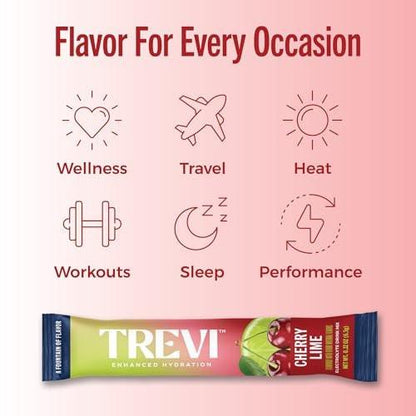 TREVI™ Everyday Sugar Free Electrolytes - Essential Drink Mix Hydration Powder Packets - 28 Count - Cherry Lime