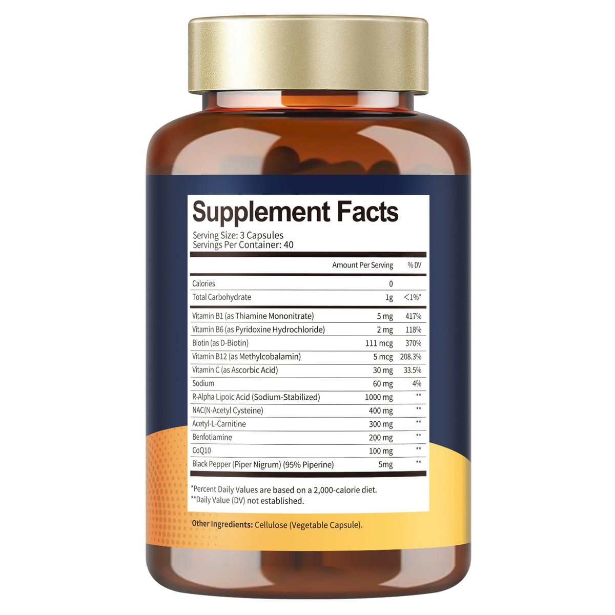 R Alpha Lipoic Acid 1000mg with Benfotiamine - Sodium ALA Supplement for Neuropathy Support Nerve Health & Antioxidant, Cell Energy, Metabolism and Anti-Aging, Non-GMO, Gluten Free, Vegan 120 Counts - görsel 9
