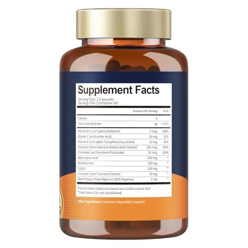 Alpha Lipoic Acid 600mg with Benfotiamine 300mg - ALA Supplement for Antioxidant, Nerve Health, Energy & Metabolism Support, Cell Energy, Neuropathy Supplement, Anti-Aging, Non-GMO, Gluten Free, Vegan - görsel 13