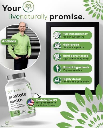 livenaturally Prostate Health Supplement for Men, Advanced Formula with Saw Palmetto, Pumpkin Seed, Stinging Nettle Root, Zinc, Selenium and Vitamin E, 120 Capsules, Urinary and Prostate Support - görsel 4