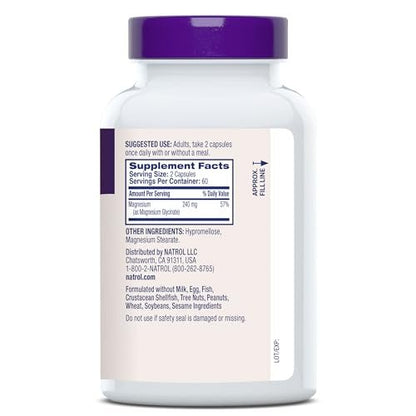 Natrol Magnesium Glycinate 240 mg, High Absorption Magnesium Supplement for Healthy Sleep and Body, 120 Capsules, Up to a 60 Day Supply