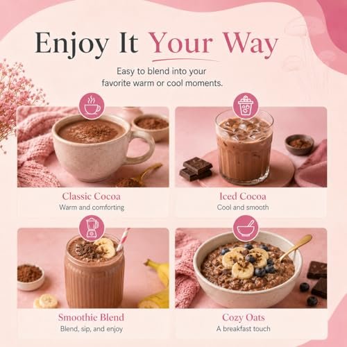 Suiyilary 10 Mushroom Hot Cocoa, 1500mg Collagen, 80mcg Biotin, Sugar Free Keto Cocoa Powder, for Healthy Hair, Skin and Nails, 15 Servings - görsel 16