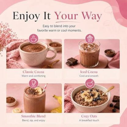 Suiyilary 10 Mushroom Hot Cocoa, 1500mg Collagen, 80mcg Biotin, Sugar Free Keto Cocoa Powder, for Healthy Hair, Skin and Nails, 15 Servings