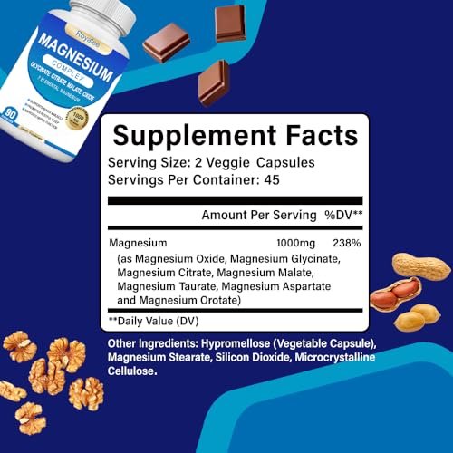 Magnesium Complex Supplement - 1000mg with 7 Forms Including Glycinate, Citrate, Malate, Taurate & Orotate - Supports Relaxation, Muscle Function & Bone Strength - 90 Capsules - görsel 11