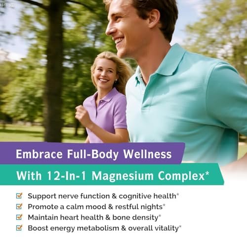 Innate Vitality 12-in-1 Magnesium Complex, 500 mg Elemental Mag, with Magnesium Glycinate Malate Taurate Aspartate & More, Non-GMO, for Nerves, Sleep, Heart, Energy, 120 Veg Caps - görsel 7