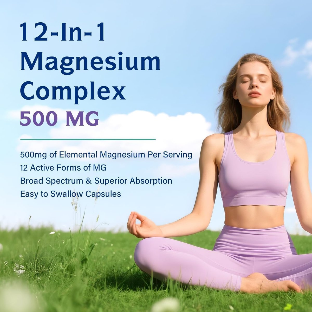 Innate Vitality 12-in-1 Magnesium Complex, 500 mg Elemental Mag, with Magnesium Glycinate Malate Taurate Aspartate & More, Non-GMO, for Nerves, Sleep, Heart, Energy, 120 Veg Caps - görsel 6