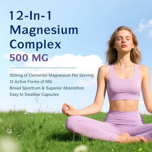 Innate Vitality 12-in-1 Magnesium Complex, 500 mg Elemental Mag, with Magnesium Glycinate Malate Taurate Aspartate & More, Non-GMO, for Nerves, Sleep, Heart, Energy, 120 Veg Caps - görsel 5