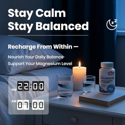 VEV Deep Calm 15 in 1 Magnesium Glycinate & Citrate Complex Capsules, Cortisol Supplements for Women – Easy to take Formula with Ashwagandha & L-Theanine, 60 Vegan Capsules - görsel 10