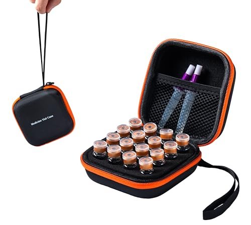 Moyite 16 Slots Small Peptide Case for Fridge, Fits 1ml to 3ml Vials Storage, with Hand Strap and Logo, Black and Orange Zipper, Pack of 1 (Case Only) - görsel 7