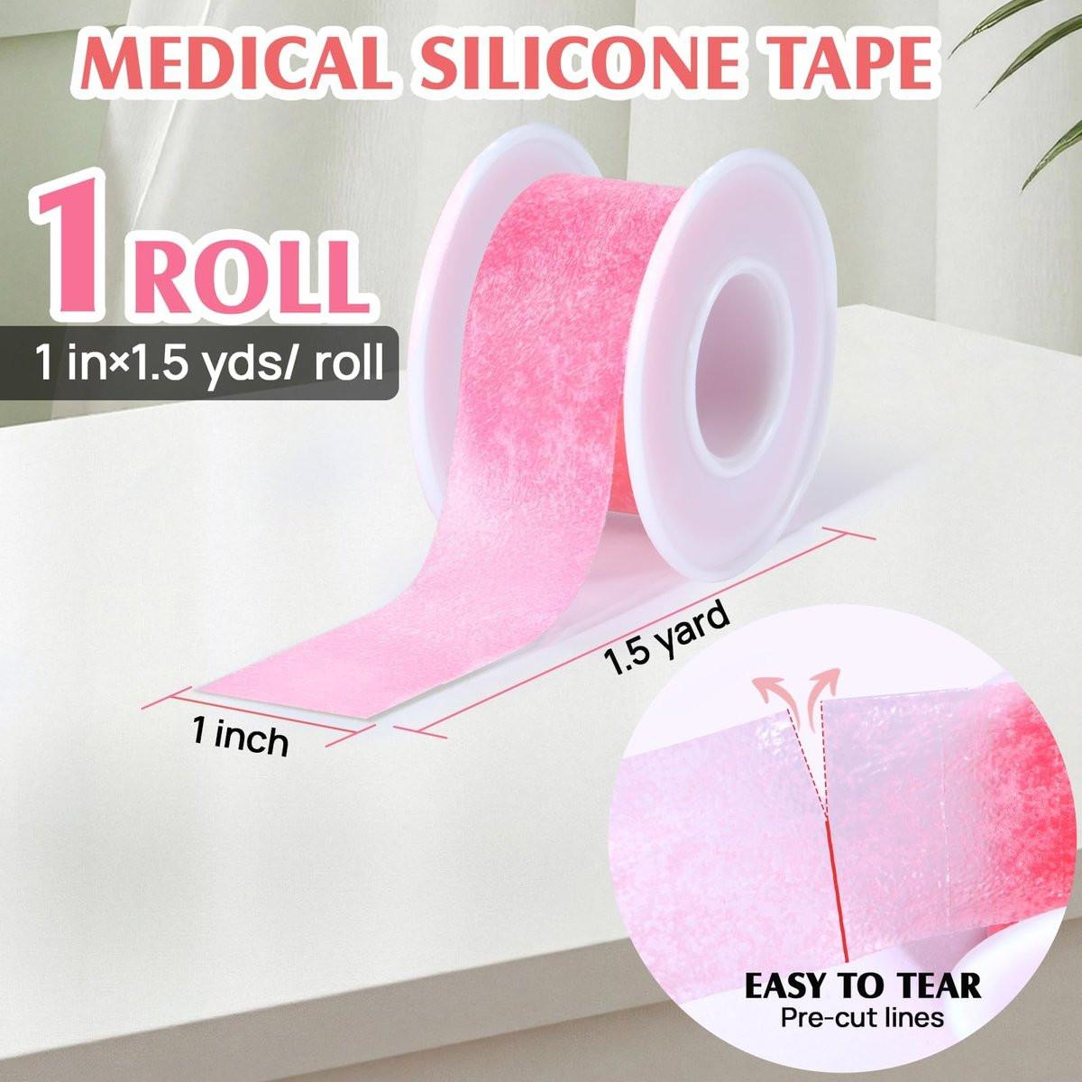 Silicone Medical Tape - 1 in × 1.5 yds (1 Roll) Waterproof Tape for Sensitive Skin Wound Care, Latex-Free, Painless Removal, Reusable for Gauze Pads and First Aid - görsel 3