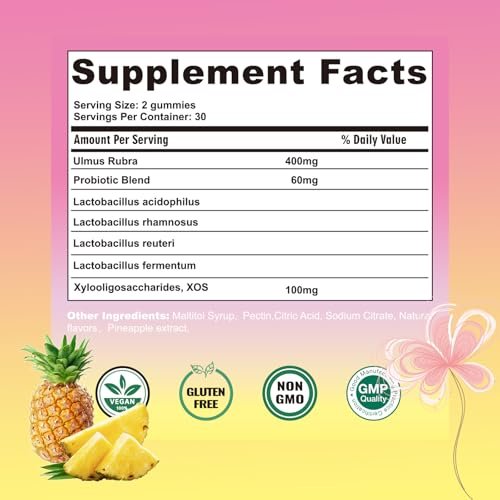 Boasi Women's Probiotics Slippery Elm Gummies, Her Juicy PH Balance, Vaginal Feminine Probiotics Pineapple Gummies, Digestive, Immune Health - görsel 10
