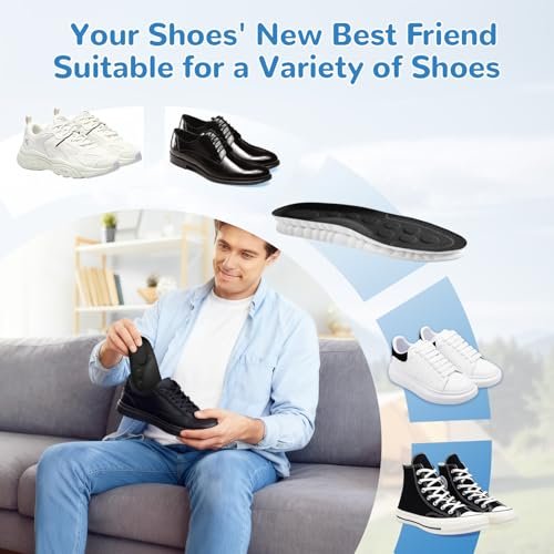 StepTastic Insoles Men, 4D Cloud Insoles for Women Men, Arch Support and Shock Absorbing for Fatigue Relief, Pressure Distribution, Trim to Fit Inserts for Walking, Hiking (Black, M 7-12, 1 Pair) - görsel 7