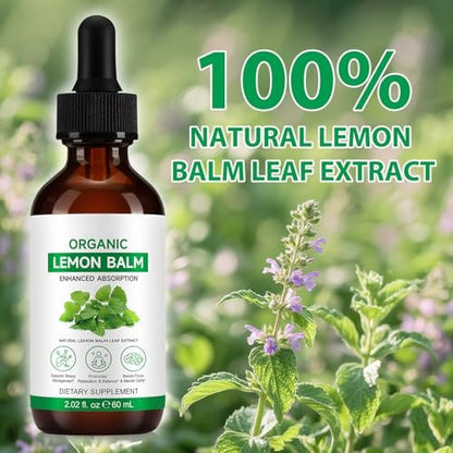 Lemon Balm Extract-Alcohol-Free, Natural Organic Lemon Balm Tincture Liquid for Women & Men, Helps to Relax, 590mg- 2.02 Fl.Oz