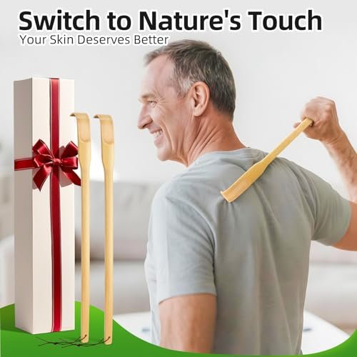 Renook 5 PCS Wooden Bamboo Back Scratcher, 16.5 Inch Long Handle Back Scratchers, 100% Natural Bamboo Back Scratchers for Adults Men Women Gift - görsel 10