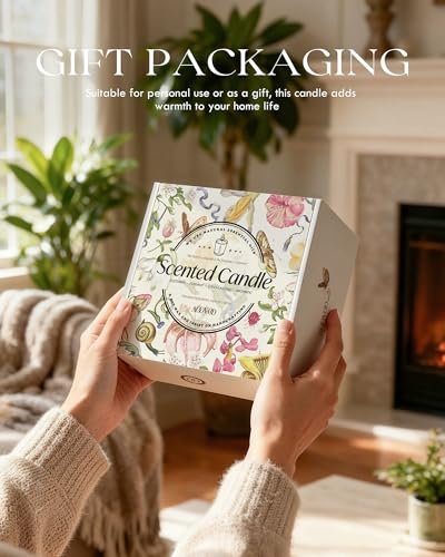 AOOVOO Calm Candles Set for Women - 4 Pack Candles for Home Scented, 28 oz 200 Hour Burn, Aromatherapy Candle with Crystals, Lavender Calm/Jasmine Serenity/Water Lily Pear Harmony/Patchouli Balance
