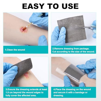 Ag Silver Calcium Alginate Wound Dressing 4" x 4", Non Stick Pads for Wounds, Soft Silver Dressing for Wound Care, Highly Absorbent Dressing Gauze Pads, 15 Packs