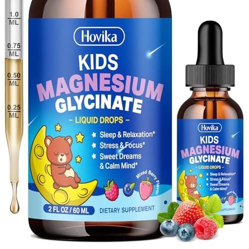Magnesium Glycinate for Kids - Magnesium Glycinate Liquid Drops with L-Theanine Omega-3, Vitamin B6, D3, Zinc - Support Sleep, Relaxation, Calm & Focus - 2 Fl Oz, Mixed Berry Flavor - görsel 2