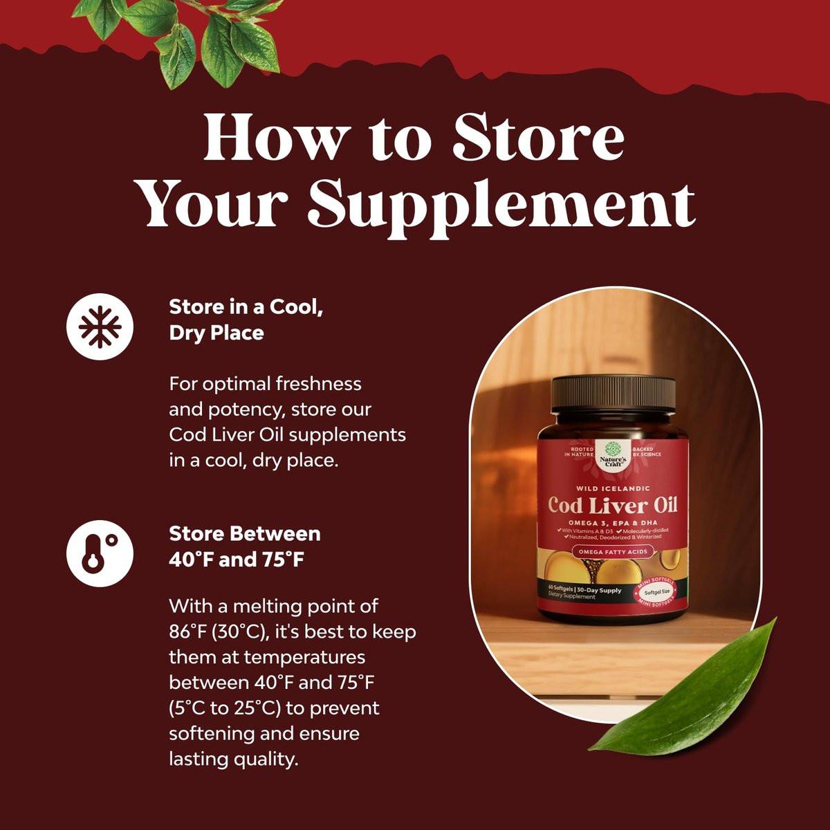 Icelandic Wild Caught Cod Liver Oil Softgels - Fish Omega 3, EPA, DHA, Vitamin D & A, 1000mg Per Serving - Burpless Capsules for Healthy Heart, Healthy Joints, Brain & Immune Support - 60 Count - görsel 3