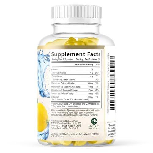 Hydration Electrolyte Gummies - Daily Liquid Replenisher Gummy - Electrolyte Multiplier with Minerals, Potassium & Real Salt - Vegan, Non-GMO - Tasty Lemon Flavor Hydration Electrolytes - 60 Gummies - görsel 17