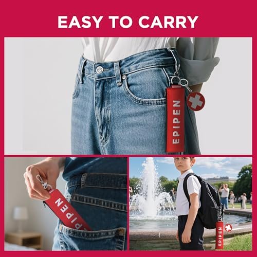 Portable EpiPen Carry Case, Insulated Emergency Medical Bag Maintain Med effectiveness, Fits 1 EpiPen, Asthma Inhaler, Auvi-Q, Allergy Medication, Travel EpiPen Holder for Adults or Kids (Purple+Red) - görsel 14
