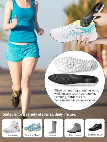 4D Cloud Insoles for Men and Women, Arch Support Insoles, Memory Foam Insoles, Steppers Insoles Size 13 Shock Absorption and Cushioning Sports Shoe Insoles (Black, Men 8-13（12.01 Inch) - görsel 6
