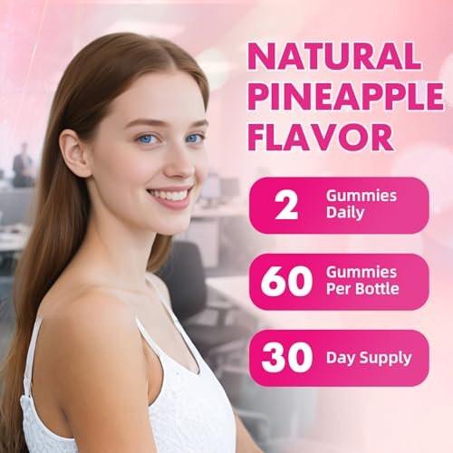 Saajoor Women Probiotic Slippery Elm Gummies - Supports pH Balance, Digestive & Immune Health, Natural Pineapple Flavor, 60 Count - görsel 6