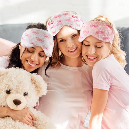 Cuffbow 6 Pack Plush Sleep Mask Set, Cute Plush Eye Masks for Sleeping, Soft Comfortable Travel Nap Blindfold, Sleepover Party Favors for Women (Bow, Pink) - görsel 12