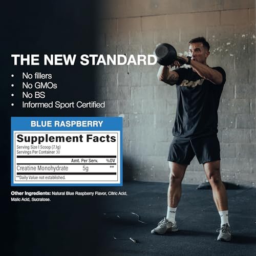 RAW Nutrition Creatine Monohydrate Powder, – Blue Raspberry Flavor: Enjoy a delicious, refreshing taste that makes – Image 2