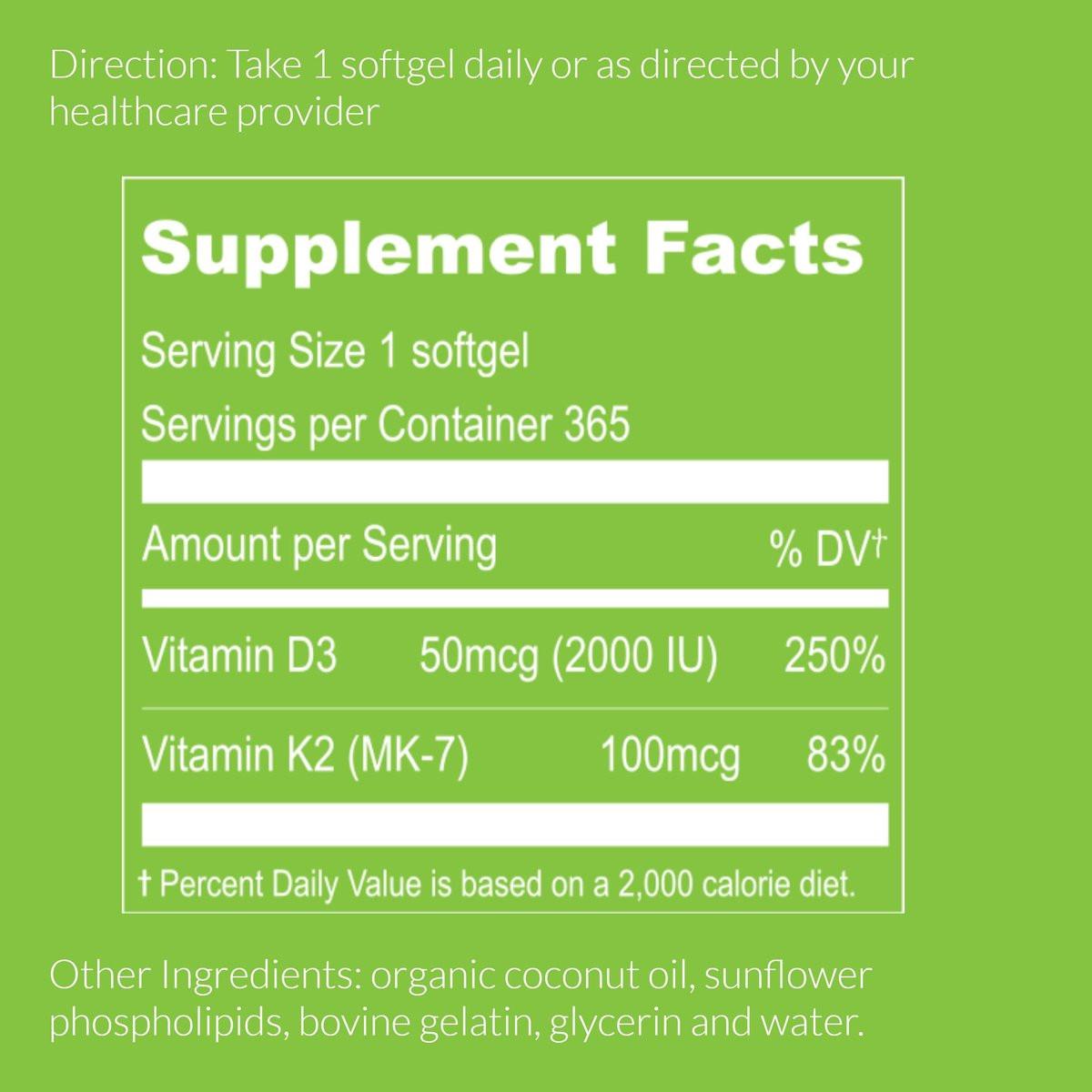 UpNourish Liposomal Vitamin D3 K2 2000 IU with K2 MK-7 100 mcg - 365 Vitamin D3 k2 (Vitamina D3 con K2) Mini Softgels with Organic Coconut Oil - Easy to Swallow K2 D3 Vitamin Supplement - görsel 3