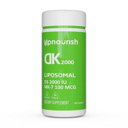 UpNourish Liposomal Vitamin D3 K2 2000 IU with K2 MK-7 100 mcg - 365 Vitamin D3 k2 (Vitamina D3 con K2) Mini Softgels with Organic Coconut Oil - Easy to Swallow K2 D3 Vitamin Supplement