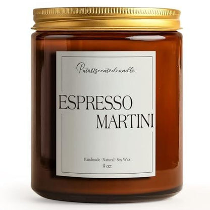 Putart Espresso Martini Highly Scented Candles for Home, 9oz Natural Soy Aromatherapy Coffee Candle with Essential Oil, Home Fragrance Stress Relief & Meditation Jar Candles Gifts for Men Women