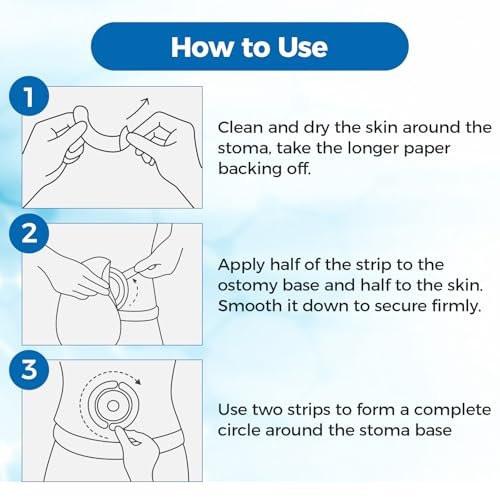 Sunliech 20 Pcs Elastic Ostomy Barrier Strips, Medical Grade Hydrocolloid, Ostomy Supplies, Skin Adhesive Ostomy Barrier Tape, Waterproof Leak for Ostomy Bag Ostomy Colostomy Ileostomy Supplies - görsel 2