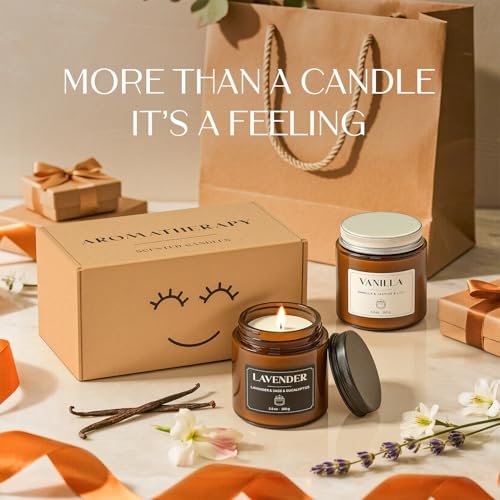 NORVENCE Scented Candles Gift Set, Stress Relief Candles for Home, Premium Soy Candle Set, Candles for Women and Men, Birthday & Christmas Gifts (Black & White, 7 oz) - görsel 3