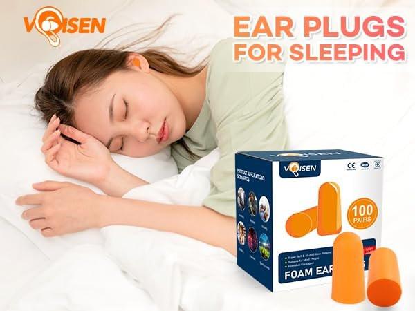 VOISEN Foam Ear Plugs, 200 Pairs Earplugs for Sleeping, 32dB NRR 37dB SNR Ear Plug Noise Cancelling for Snoring, Studying, Traveling & Concerts, Individual Package - görsel 8