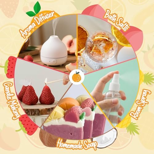 ARVIDSSON Fruits Essential Oils Set, Natural Fruity Fragrance Oil for Candle & Soap Making - Sweet Orange, Pineapple, Coconut, Cranberry, Peach, Strawberry, Aromatherapy Diffuser Oils Gift Set - görsel 14