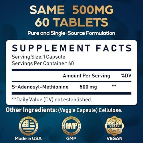 Quorinthiumax SAM e Supplement 500mg - Extra Strength SAM-e (S-Adenosylmethionine) for Mood, Liver & Joint | 25% More Potent Than 400mg SAM-e | Vegan | 60 Medical Blister Pack Capsules - görsel 14