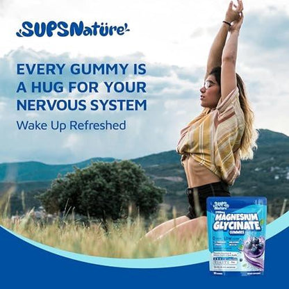 Magnesium Glycinate Gummies 2150 mg with Melatonin 5mg for Adults Sleep Support, Stress Relief, Blueberry Gummies 90 CT