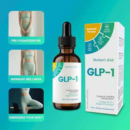 Huritan's Vride GLP-1 Drops for Women & Men - Premium GLP-1 Supplement with Berberine, Cinnamon, Green Tea Extract & Bromelain for Daily Wellness & GLP1 for Weight Loss Support - 2 Pack