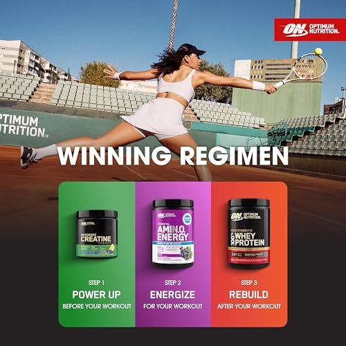 Optimum Nutrition Amino Energy Powder Plus Focus, with BCAA, Electrolytes, and Caffeine, Grape, 30 Servings - görsel 4