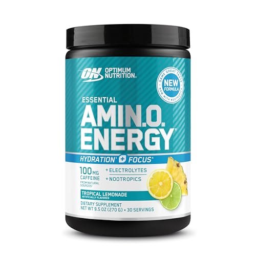 Optimum Nutrition Amino Energy Powder Plus Focus, with BCAA, Electrolytes, and Caffeine, Tropical Lemonade, 30 Servings (Packaging May Vary) - görsel 2