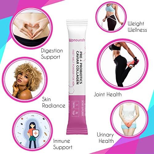 UpNourish Probiotics, Caviar Collagen with Prebiotics for Women's Digestive, Skin Radiance, and Feminine Health with Cranberry Extract & D-Mannose, 30 Fast-melt Packets - görsel 11