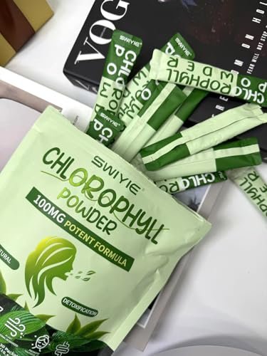 Swiyie Chlorophyll Powder – 100mg Liquid Clorofila for Drinking – Natural Herbal Detox Supplement – Supports Gut & Breath – Chlorophyll Water Formula – 10g x 30 Packets