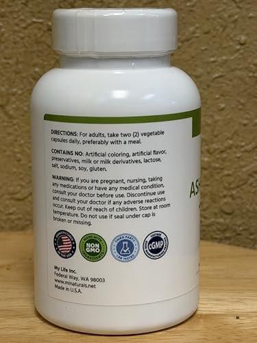 ML Naturals Organic Ashwagandha Powder 600mg, Ashwagandha Extract 400mg, Black Pepper Extract 10mg (Per Serving) 120 Vegetable Capsules - görsel 1