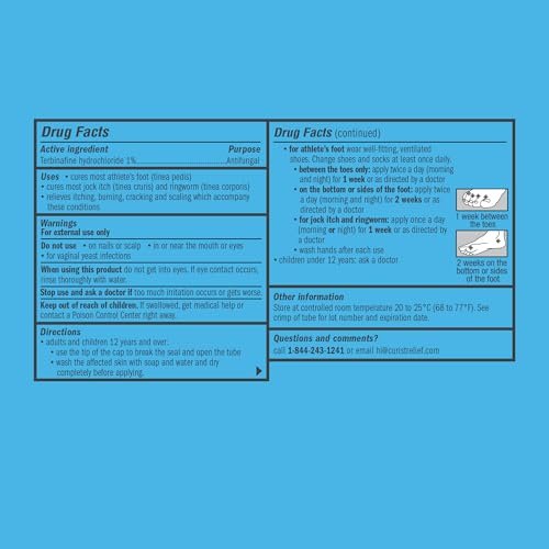 Curist Terbinafine Cream Antifungal 1oz (30g) Foot Fungus Treatment 1% - Anti Fungal Foot Care, Ring Worm, & Jock Itch Treatment - Athlete's Foot Cream Terbinafine Hydrochloride - görsel 12