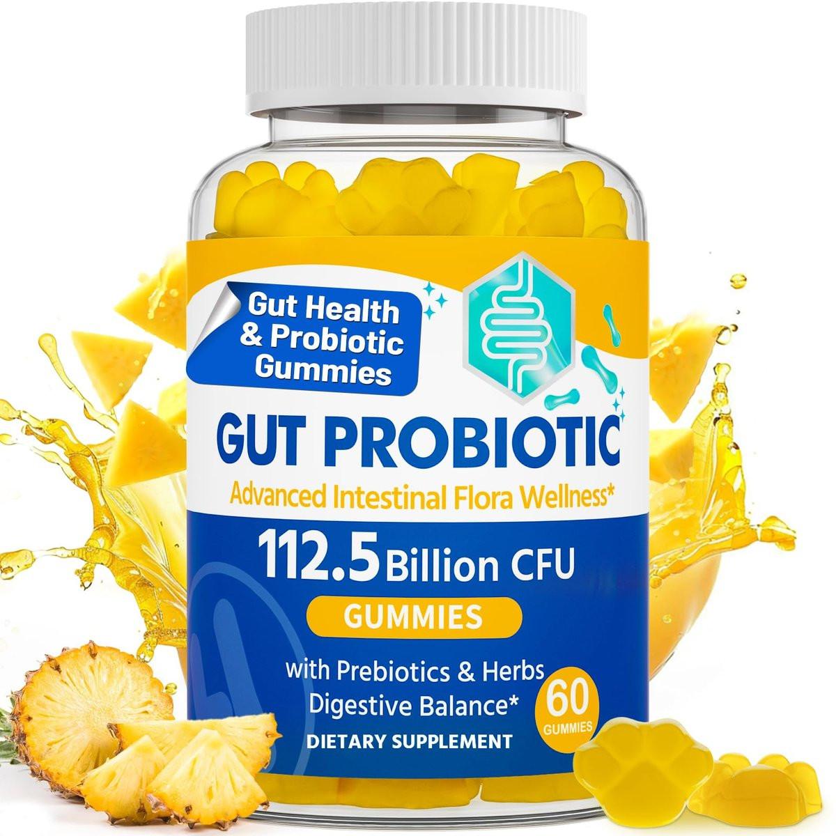 Gut Health & Probiotic Gummies, 112.5 Billion CFU, Sugar Free - 8 Strains + Prebiotics + Herbs - for Digestive, Immune, Diarrhea & Bloating - Gut Health for Women & Men, 60 Counts Probiotics Gummies - görsel 9