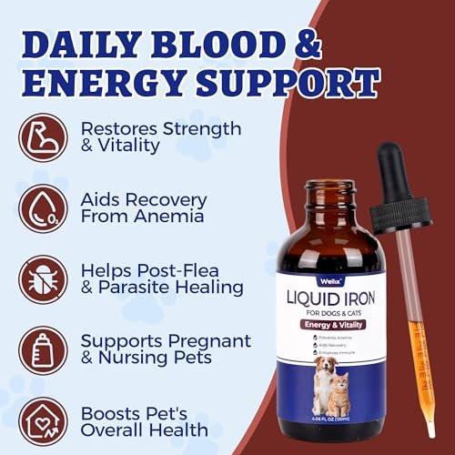 4oz Liquid Iron Supplement for Cats & Dogs - Vitamin B12 & C - Cat Anemia Supplements, Hemoglobin Support, Lethargy, Pregnant Cat & Dog Essentials, Kitten & Puppy Supplements - Large Volume - görsel 6