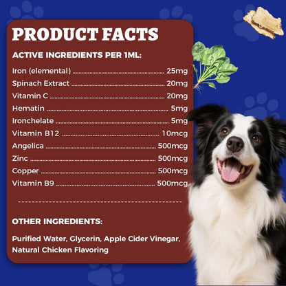 4oz Liquid Iron Supplement for Cats & Dogs - Vitamin B12 & C - Cat Anemia Supplements, Hemoglobin Support, Lethargy, Pregnant Cat & Dog Essentials, Kitten & Puppy Supplements - Large Volume